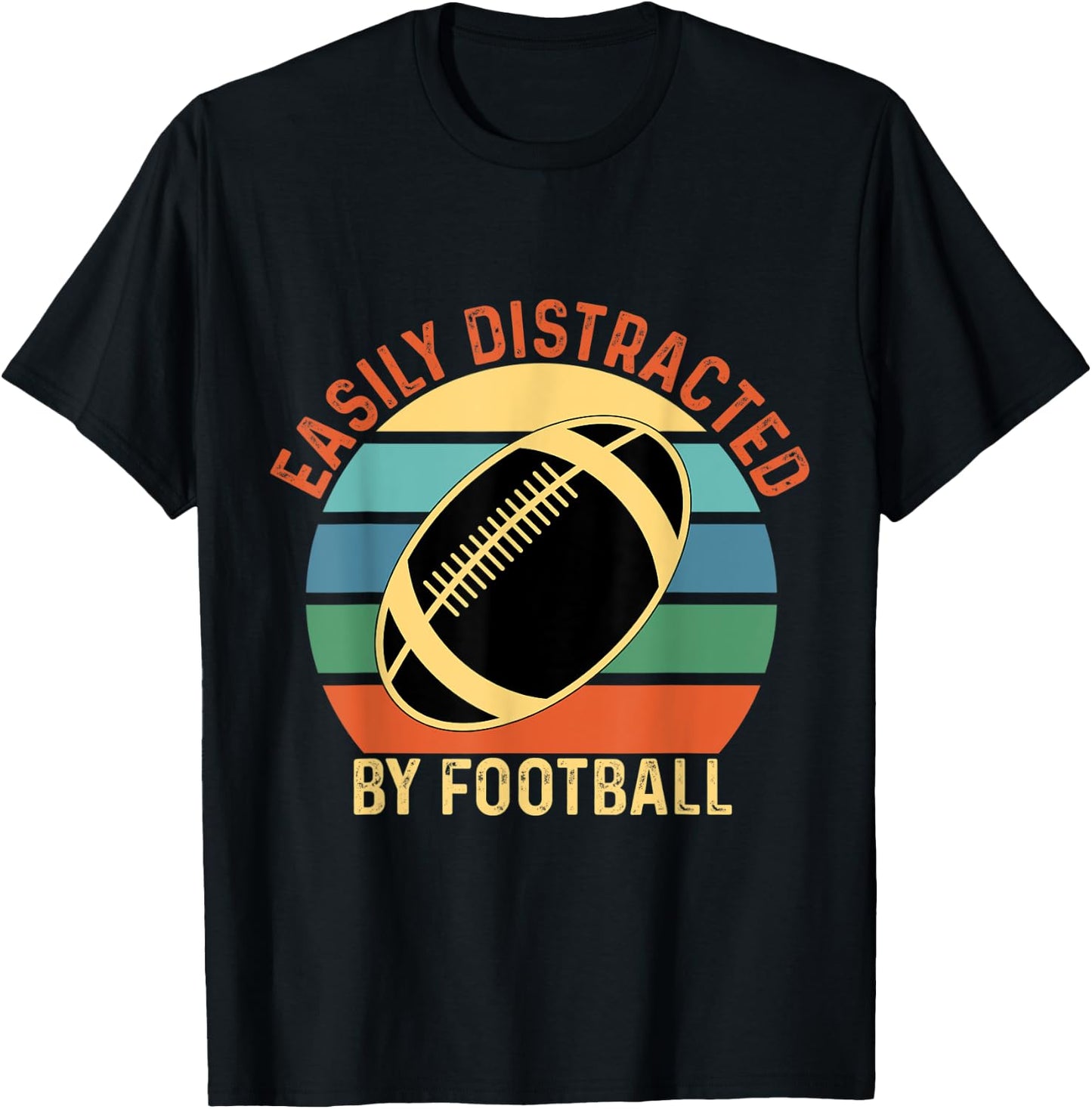 Vintage Easily Distracted By Football T-Shirt - T-Shirt | Black