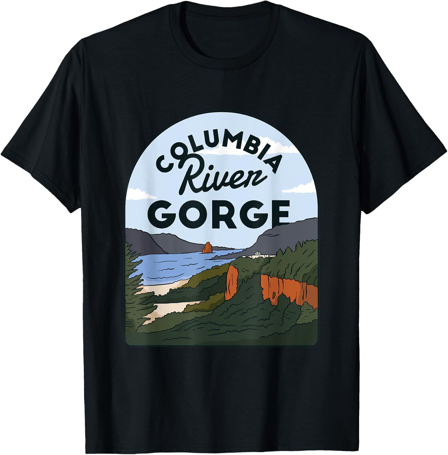 Columbia River Gorge Oregon Travel Nature Portland Salem T-Shirt - T-Shirt | Black