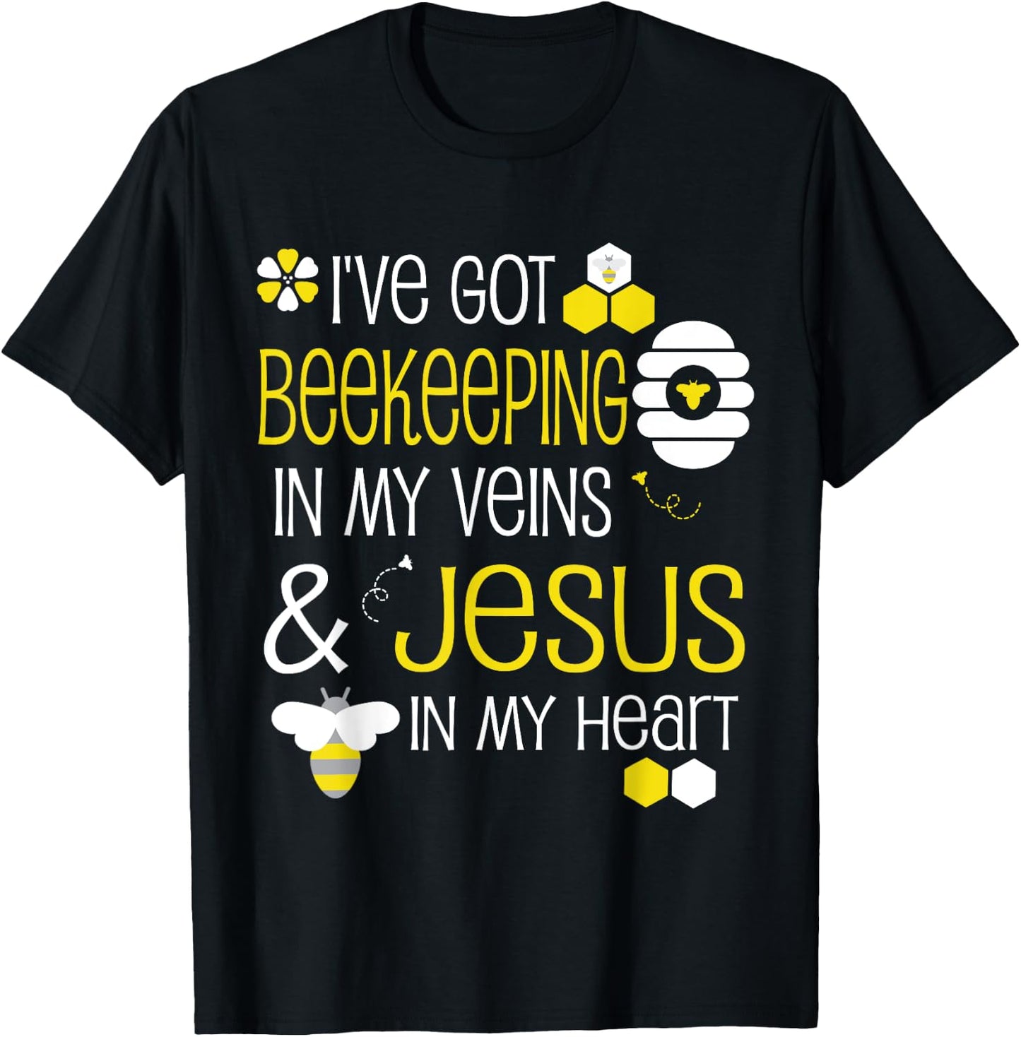 Beekeeping Christian Jesus Beekeeper Men Women Bee T-Shirt - T-Shirt | Black