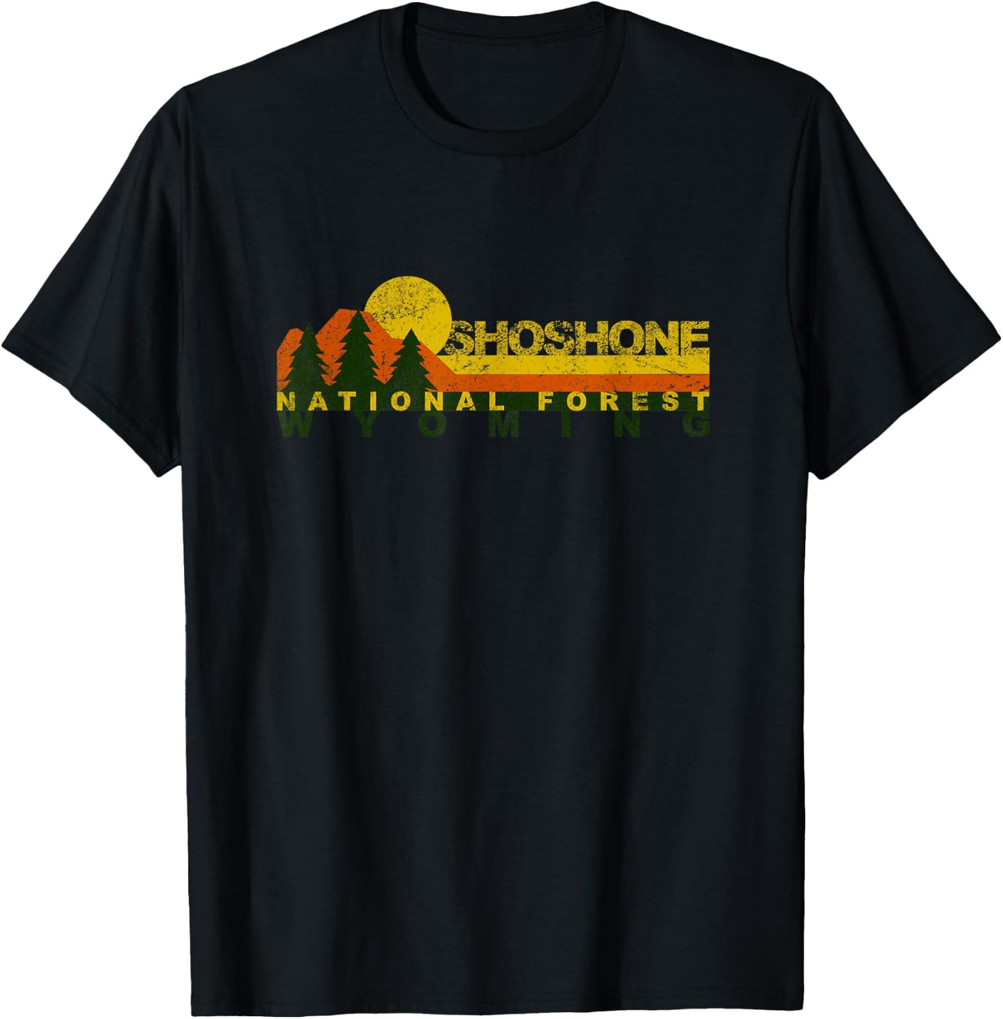 Shoshone National Forest Vintage Retro T-Shirt - T-Shirt | Black