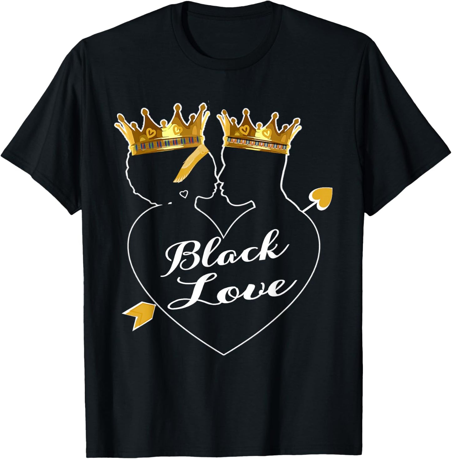 African American Valentines Day Black Love King Queen Couple T-Shirt - T-Shirt | Black