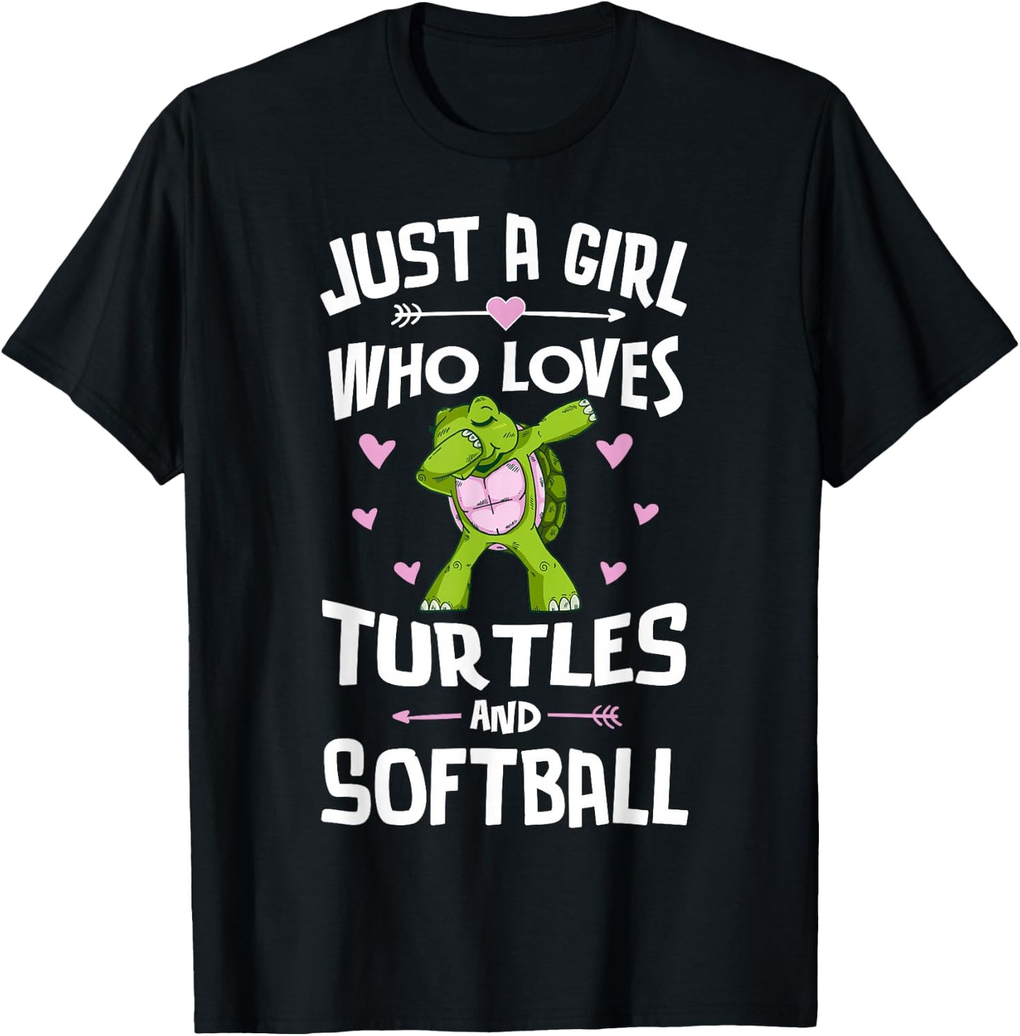 Just A Girl Who Loves Turtles And Softball Gift Women T-Shirt - T-Shirt | Black