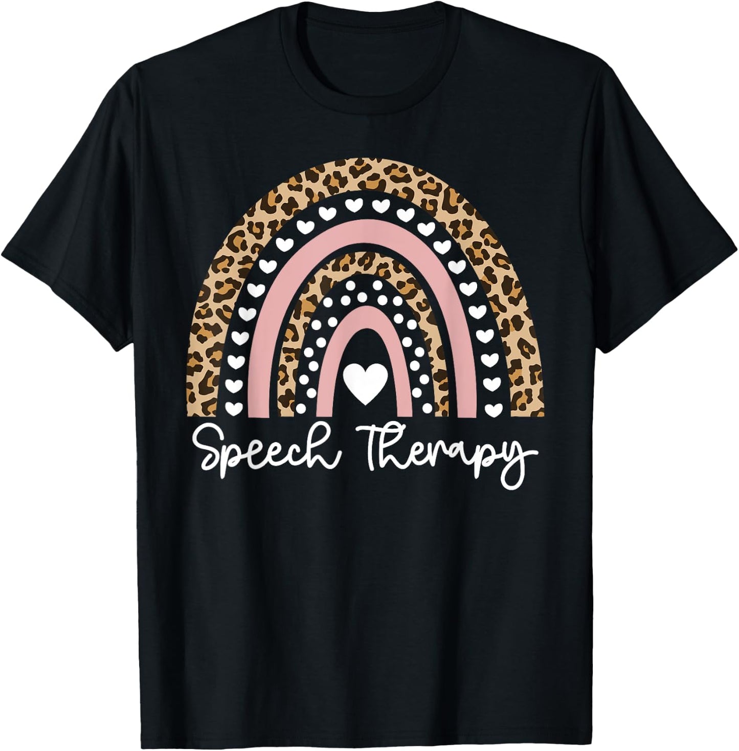 Speech Therapy Leopard Rainbow Speech Language Pathologist T-Shirt - T-Shirt | Black