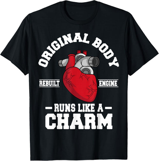 Original Body Rebuilt Engine Works Like A Charm Open Heart Small T-Shirt - T-Shirt | Black