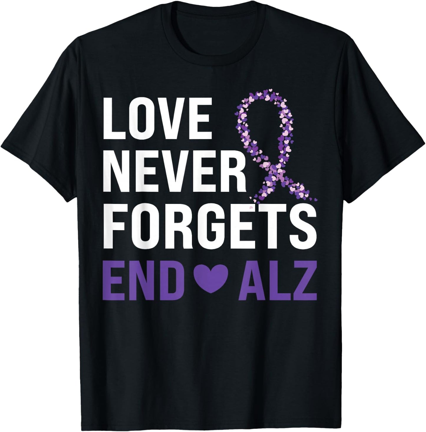 Alzheimer's Awareness Purple Ribbon Dementia Mom Dad Grandpa T-Shirt - T-Shirt | Black