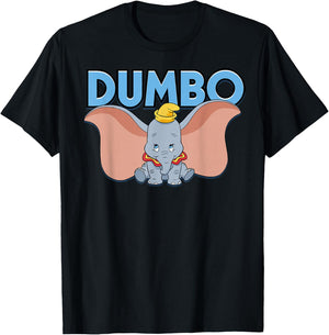 Disney Dumbo Blue Logo Portrait T-Shirt - T-Shirt | Black