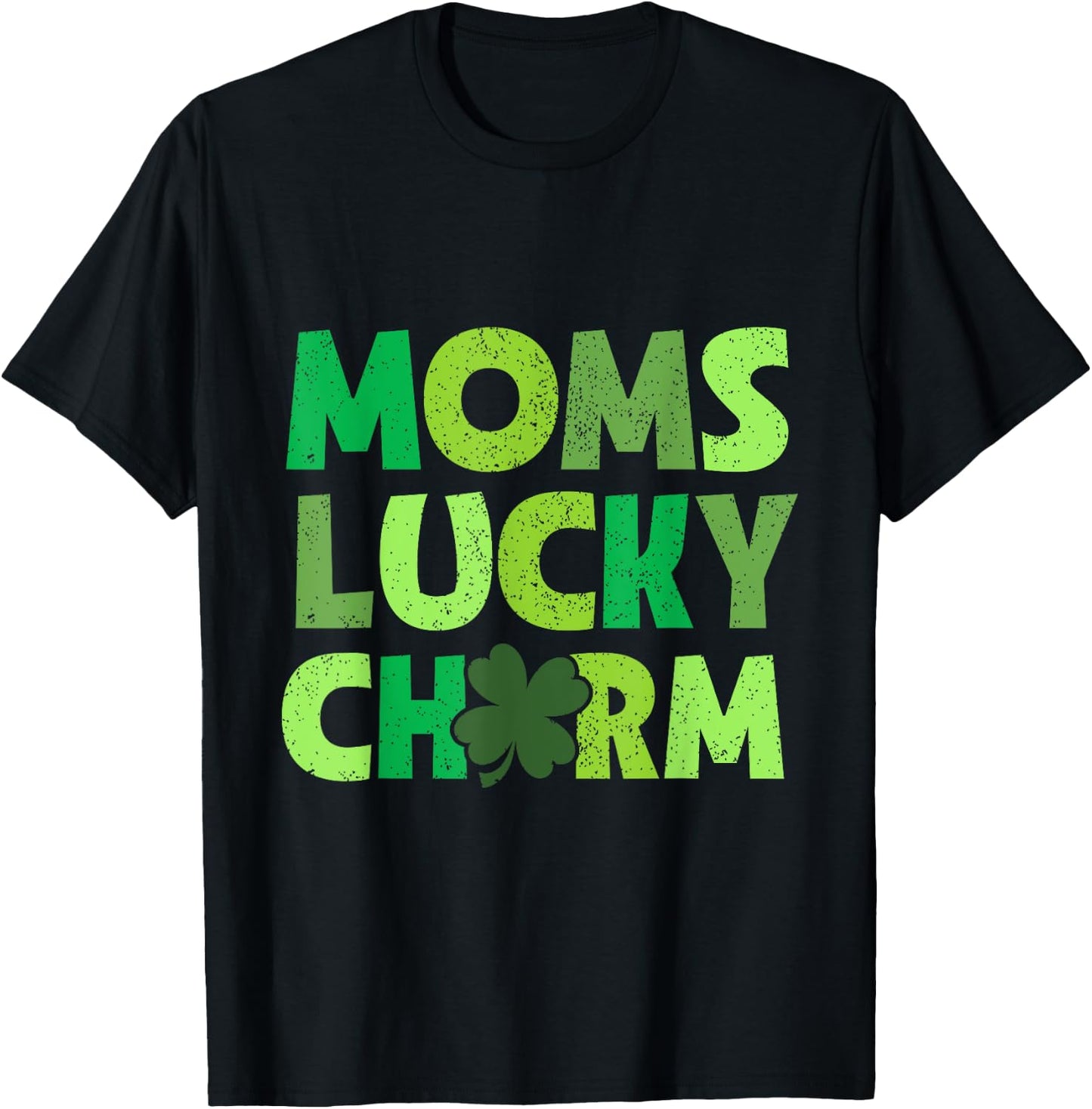 Moms Lucky Charm Irish Clovers Kids Boy Girl St Patricks T-Shirt - T-Shirt | Black