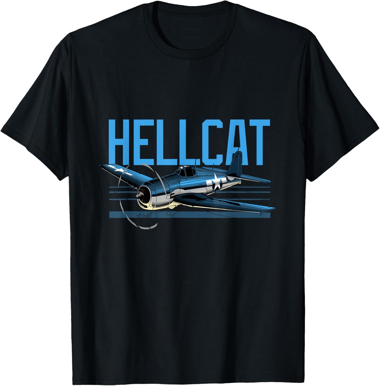 USA Military Warbird Airplane Hellcat WWII Vintage Fighter T-Shirt - T-Shirt | Black