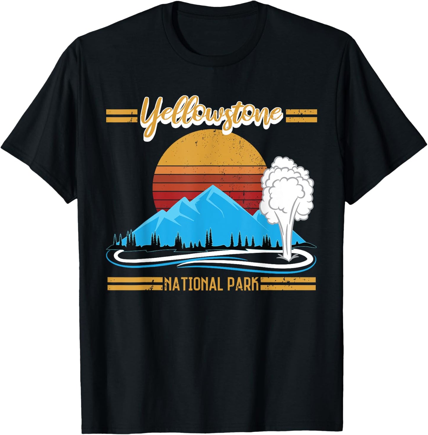 Vintage Yellowstone National Park Retro T-Shirt - T-Shirt | Black