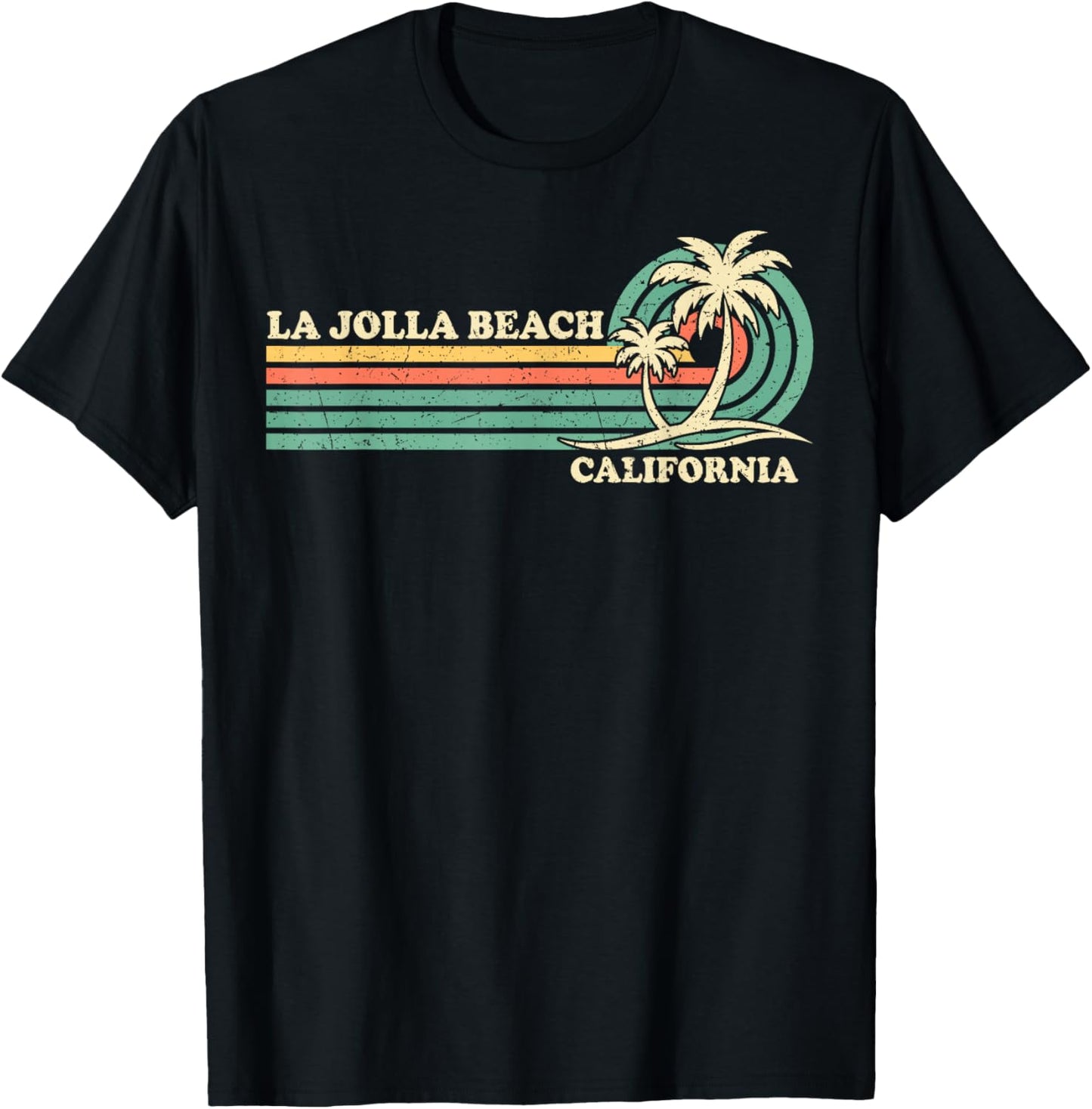 Vintage Retro Summer Vacation California La Jolla Beach T-Shirt - T-Shirt | Black