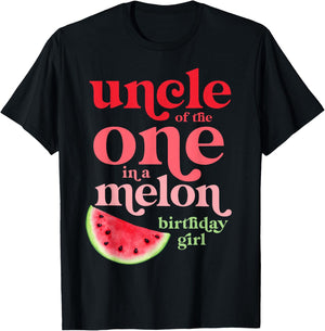 Uncle of the One In A Melon Birthday Girl Watermelon First T-Shirt - T-Shirt | Black