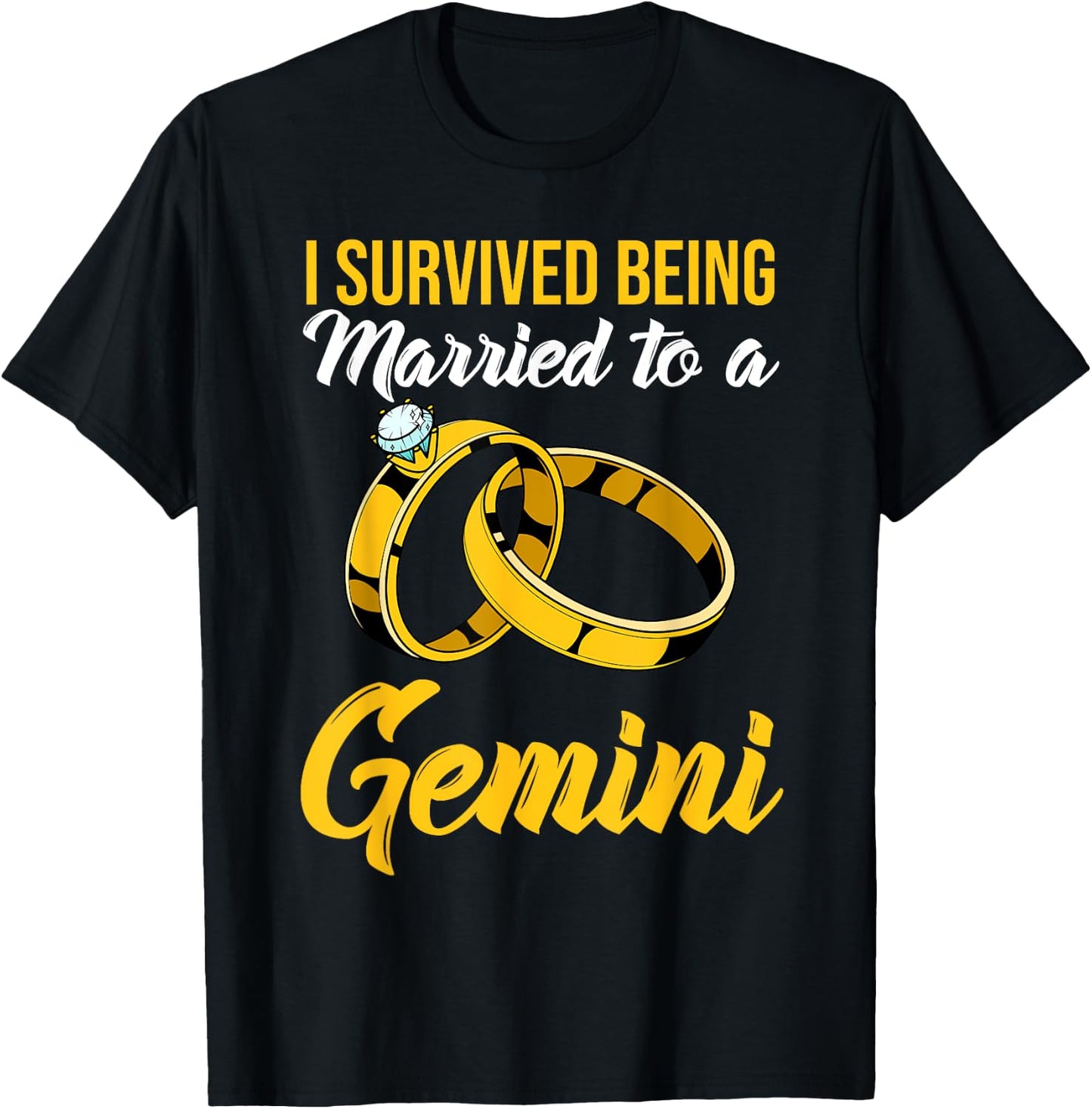 I Survived Being Married To Gemini Twins Constellation T-Shirt - T-Shirt | Black