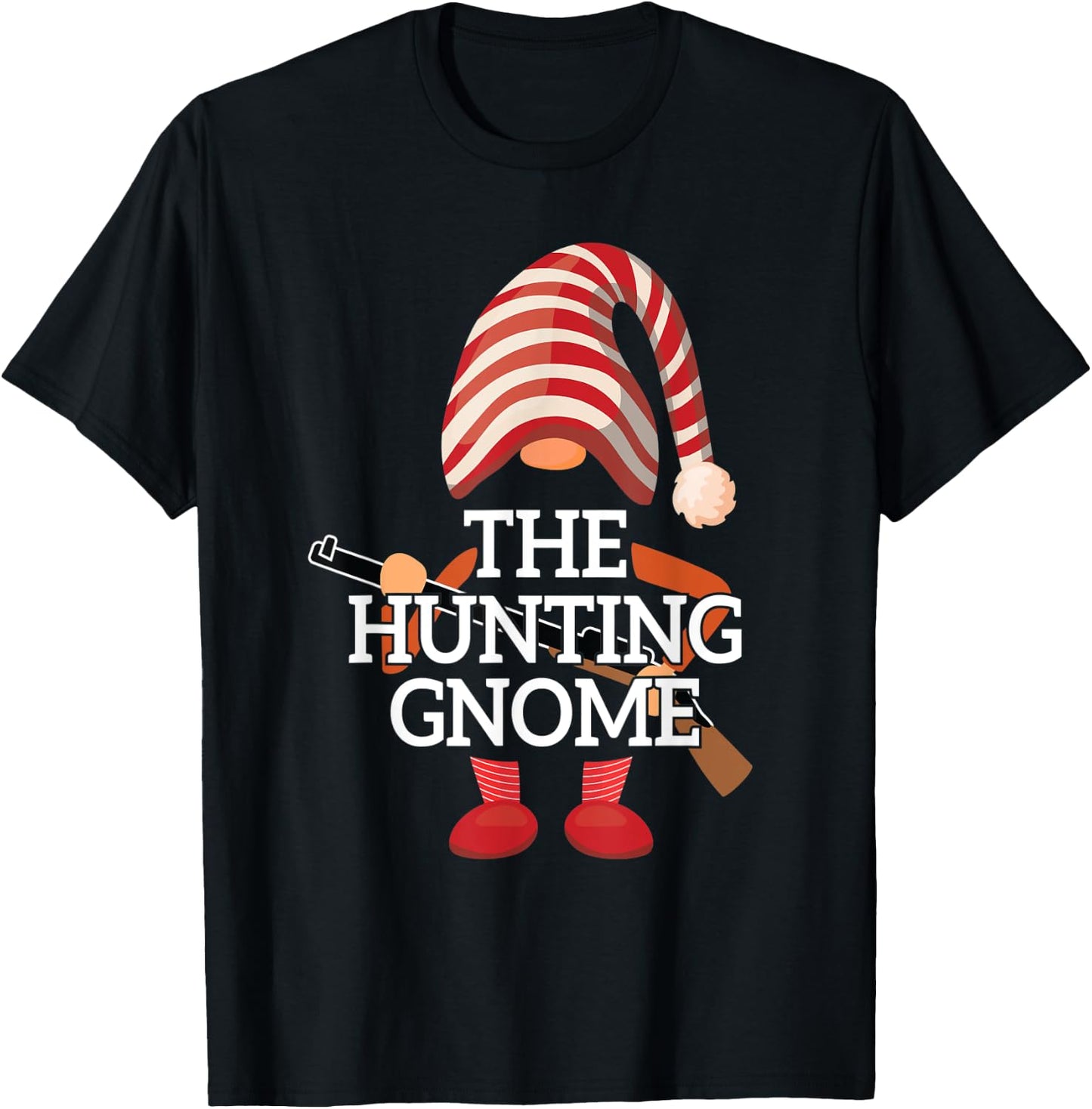 The Gnome Hunting Matching Family Christmas Deer Hunting T-Shirt - T-Shirt | Black