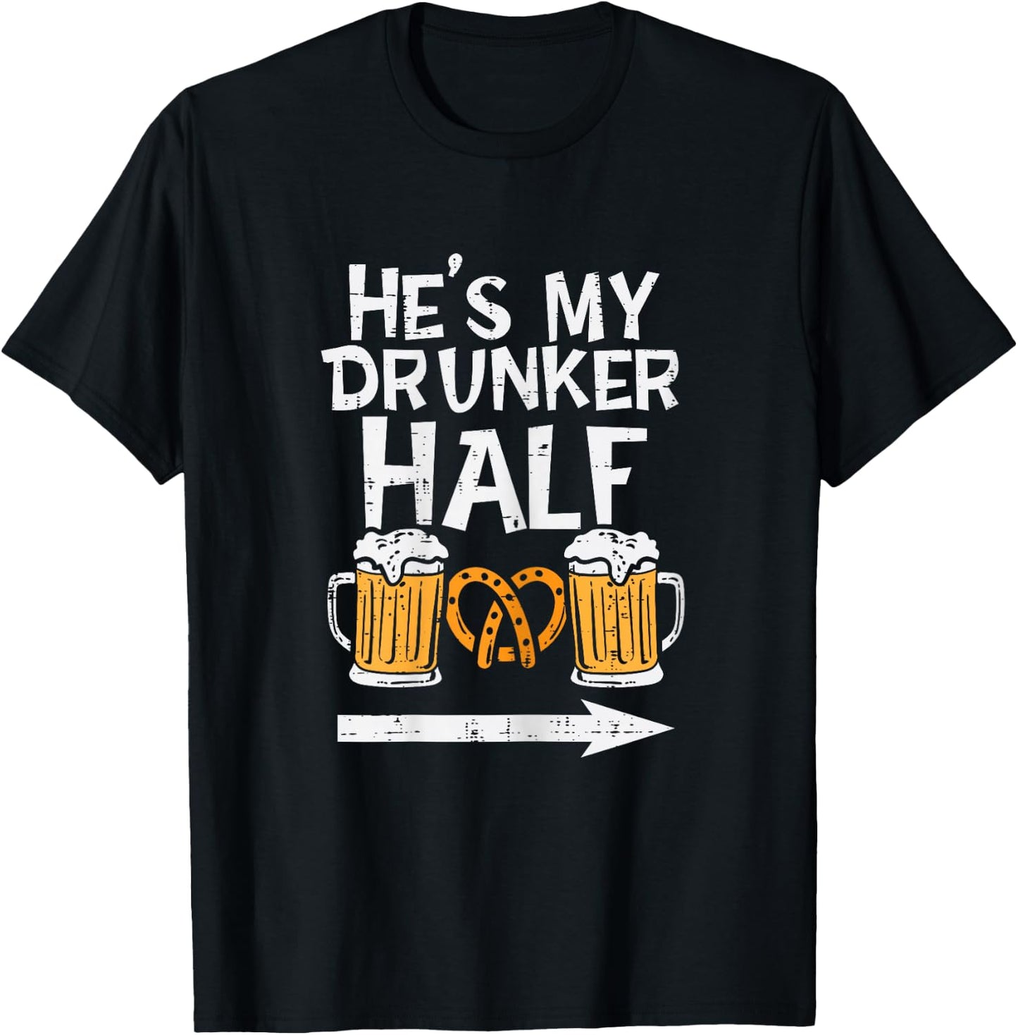 Hes My Drunker Half Funny Oktoberfest Matching Couple Women T-Shirt - T-Shirt | Black