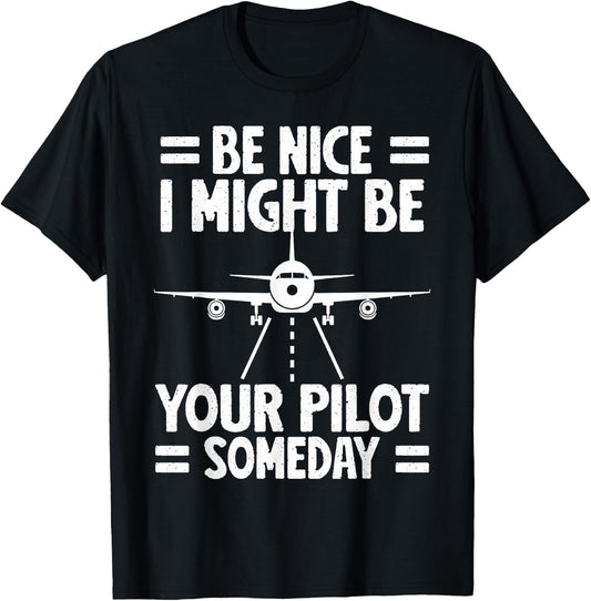 Funny Pilot Design Aviation Airplane Pilot Men Women Kids T-Shirt - T-Shirt | Black