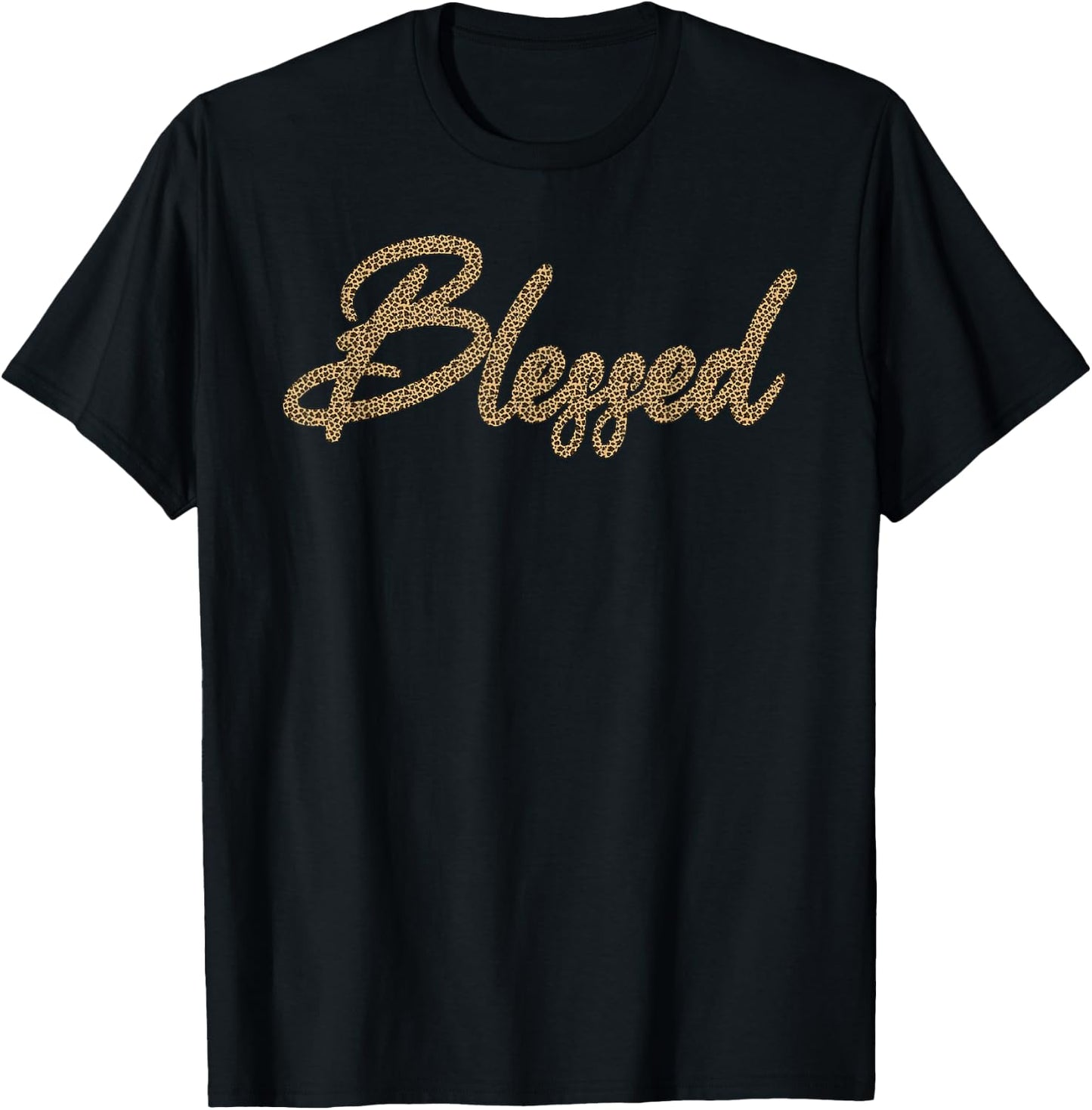Christian Cool Blessed Leopard Cheetah Print Graphic Design T-Shirt - T-Shirt | Black