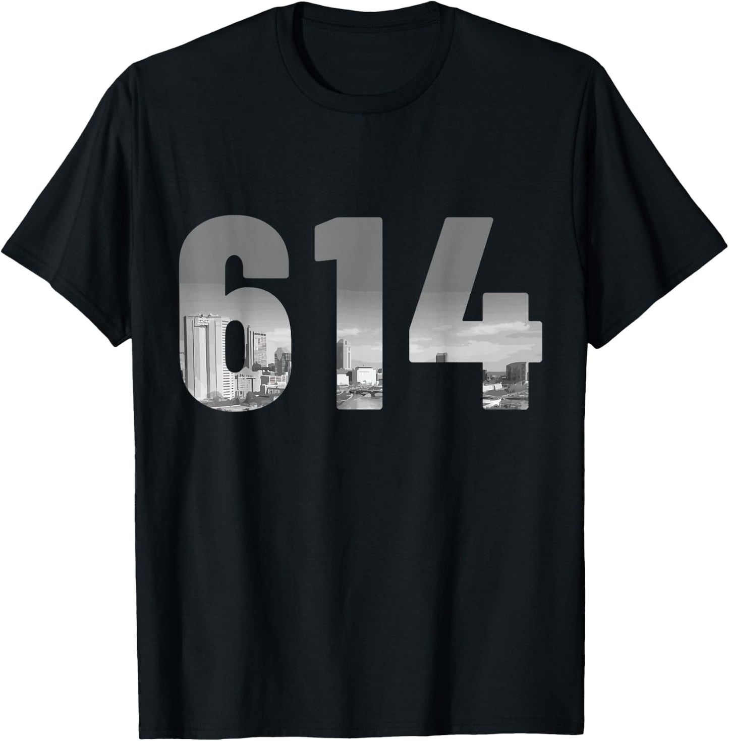 Columbus 614 Area Code Skyline Ohio Vintage T-Shirt - T-Shirt | Black