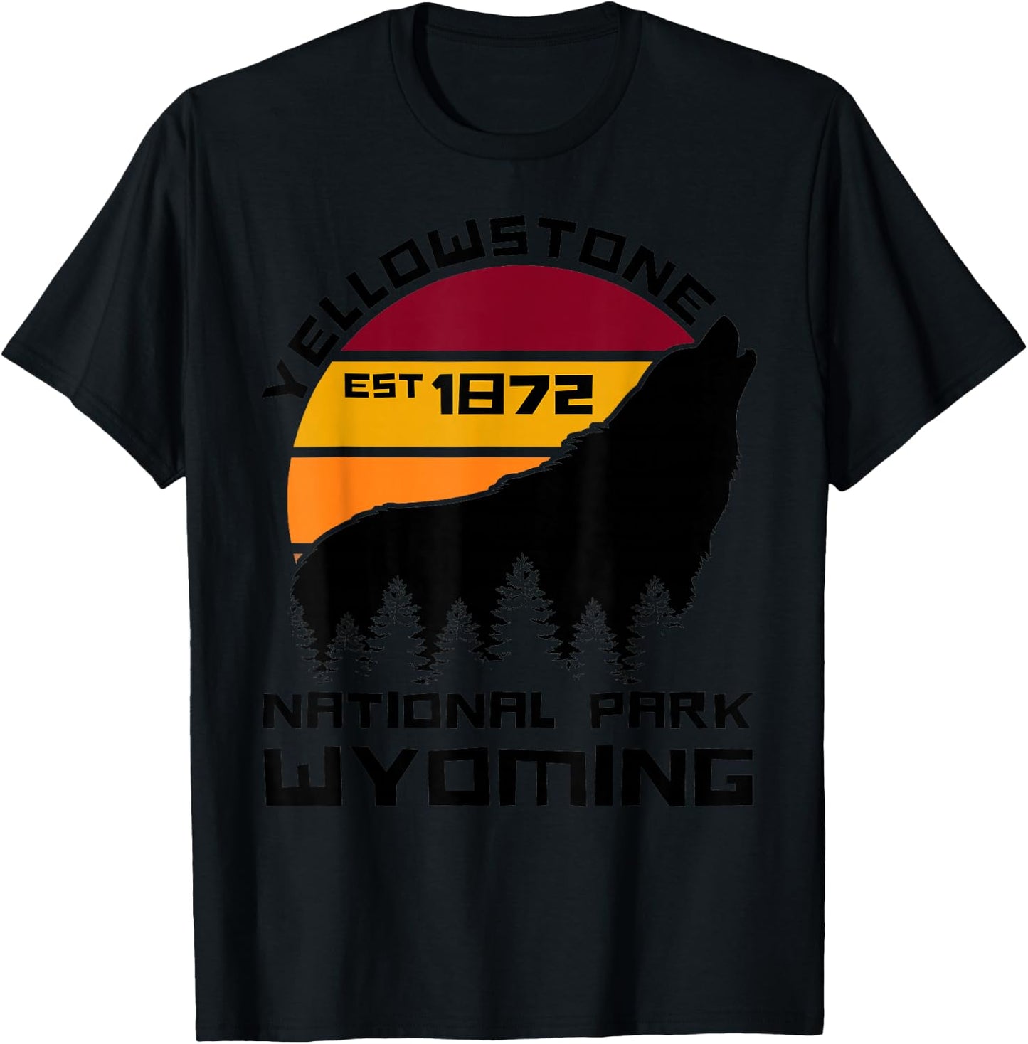 Yellowstone National Park Wyoming Wolf Nature Outdoors T-Shirt - T-Shirt | Black