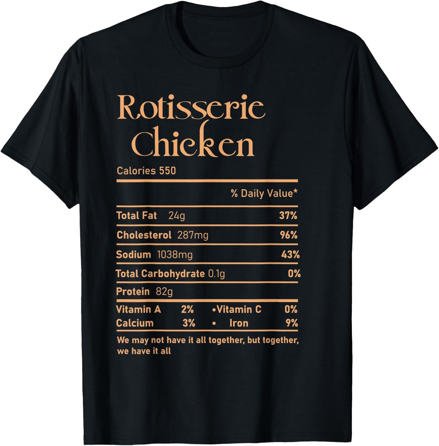 Trendy Rotisserie Chicken Nutrition Facts Thanksgiving Food T-Shirt - T-Shirt | Black