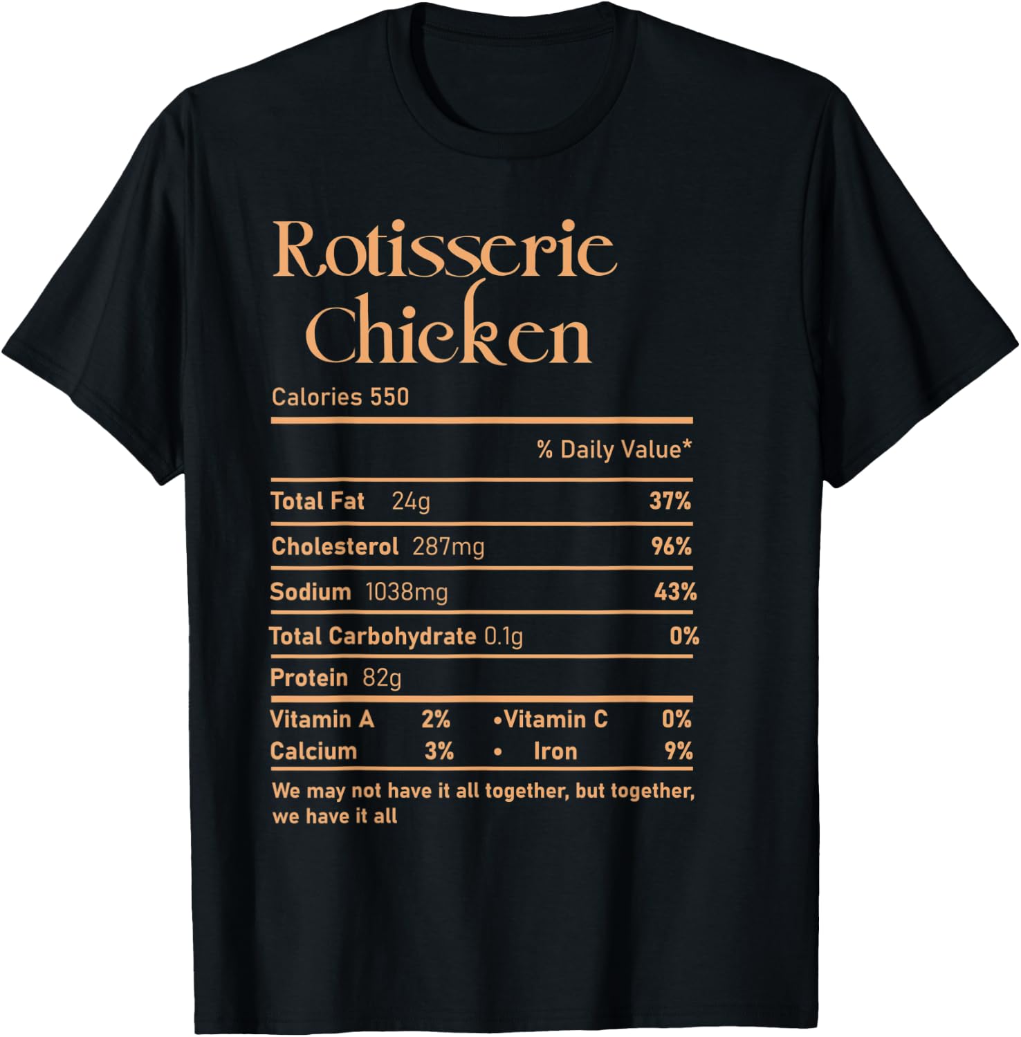Trendy Rotisserie Chicken Nutrition Facts Thanksgiving Food T-Shirt - T-Shirt | Black