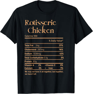 Trendy Rotisserie Chicken Nutrition Facts Thanksgiving Food T-Shirt - T-Shirt | Black