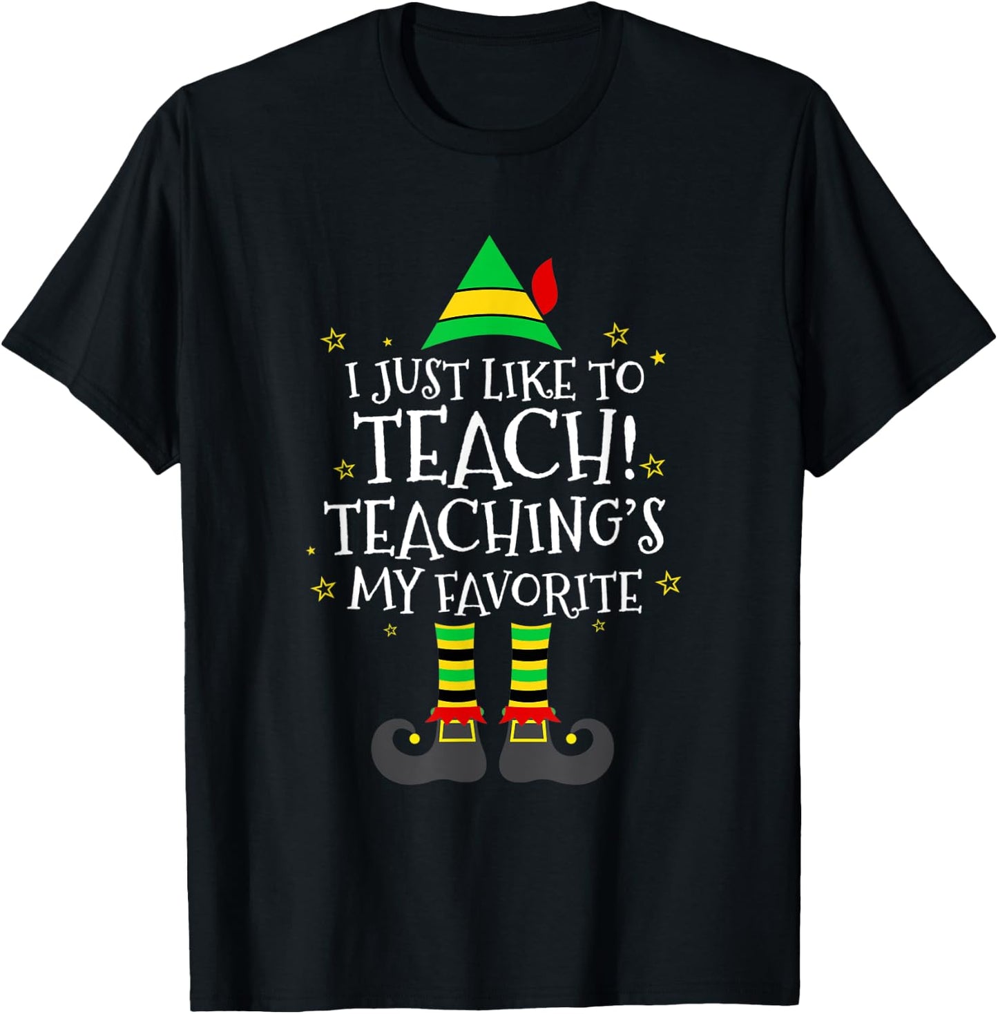 Funny Teacher Christmas Shirt Teaching is My Favorite Xmas Men Women Kids T-Shirt - T-Shirt | Black