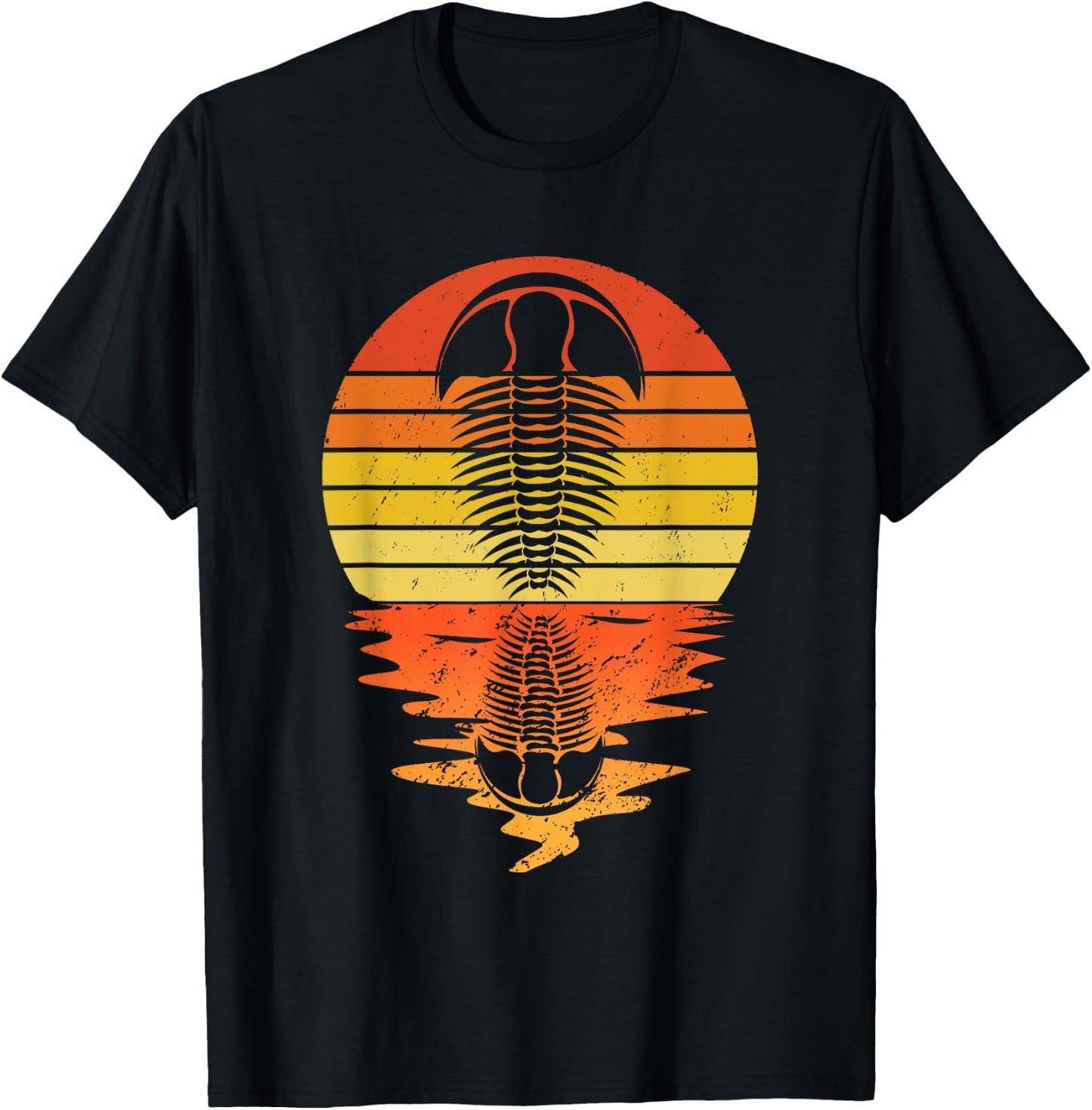 Vintage Retro Sunset Trilobite Funny Paleontologist T-Shirt - T-Shirt | Black