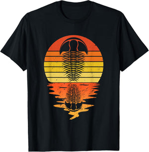 Vintage Retro Sunset Trilobite Funny Paleontologist T-Shirt - T-Shirt | Black