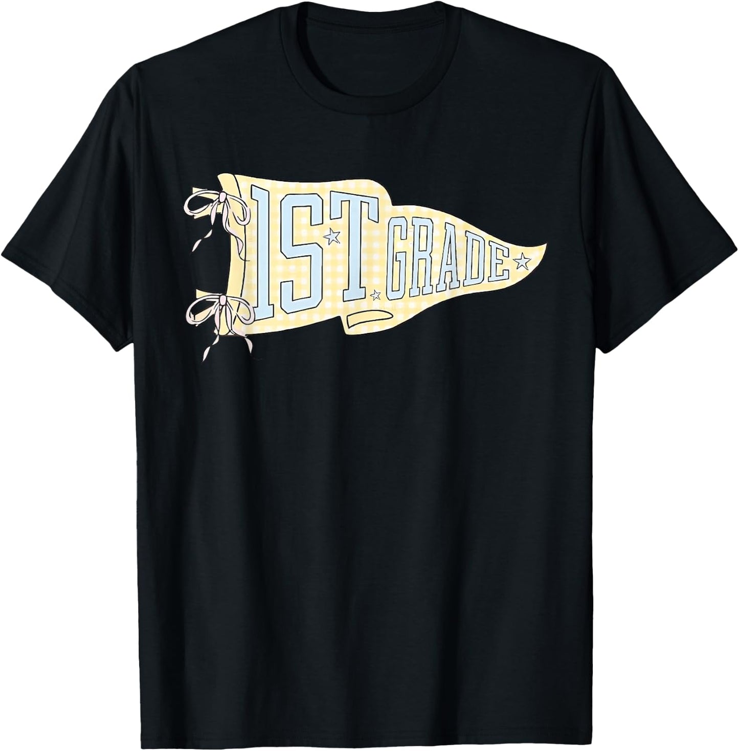 First Grade Back to School Pennant Flag 1st Grade Teacher T-Shirt - T-Shirt | Black