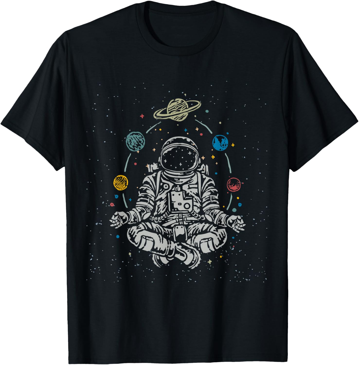 Astronaut Space Planet Solar System Geeks Kids Boys Girl T-Shirt - T-Shirt | Black