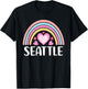 Seattle Rainbow Hearts Cute Seattle T-Shirt - T-Shirt | Black