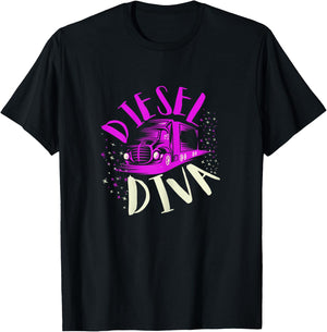 Female Truck Driver Gifts For Girls And Truck Diva Women T-Shirt - T-Shirt | Black