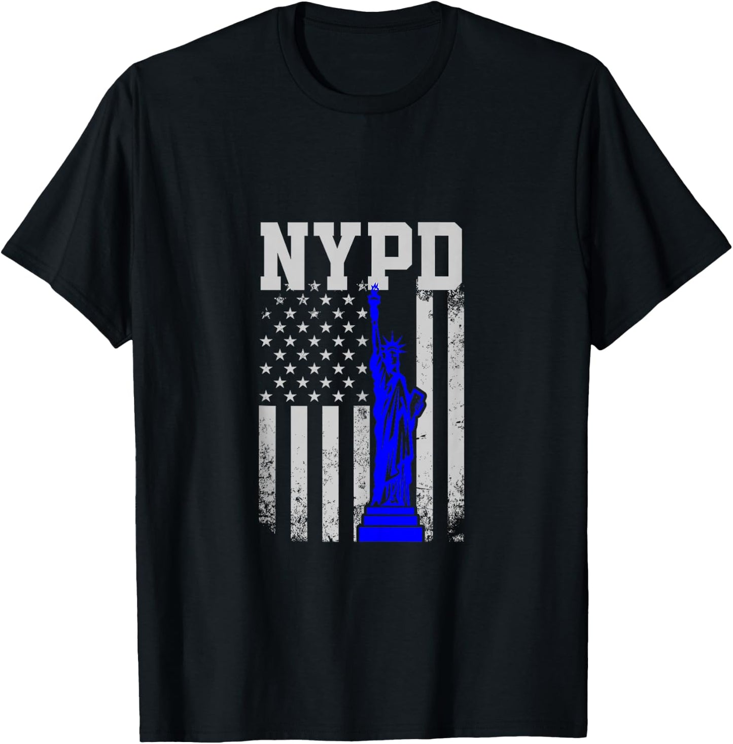 NYPD New York Police Department Statue of Liberty Distressed T-Shirt - T-Shirt | Black