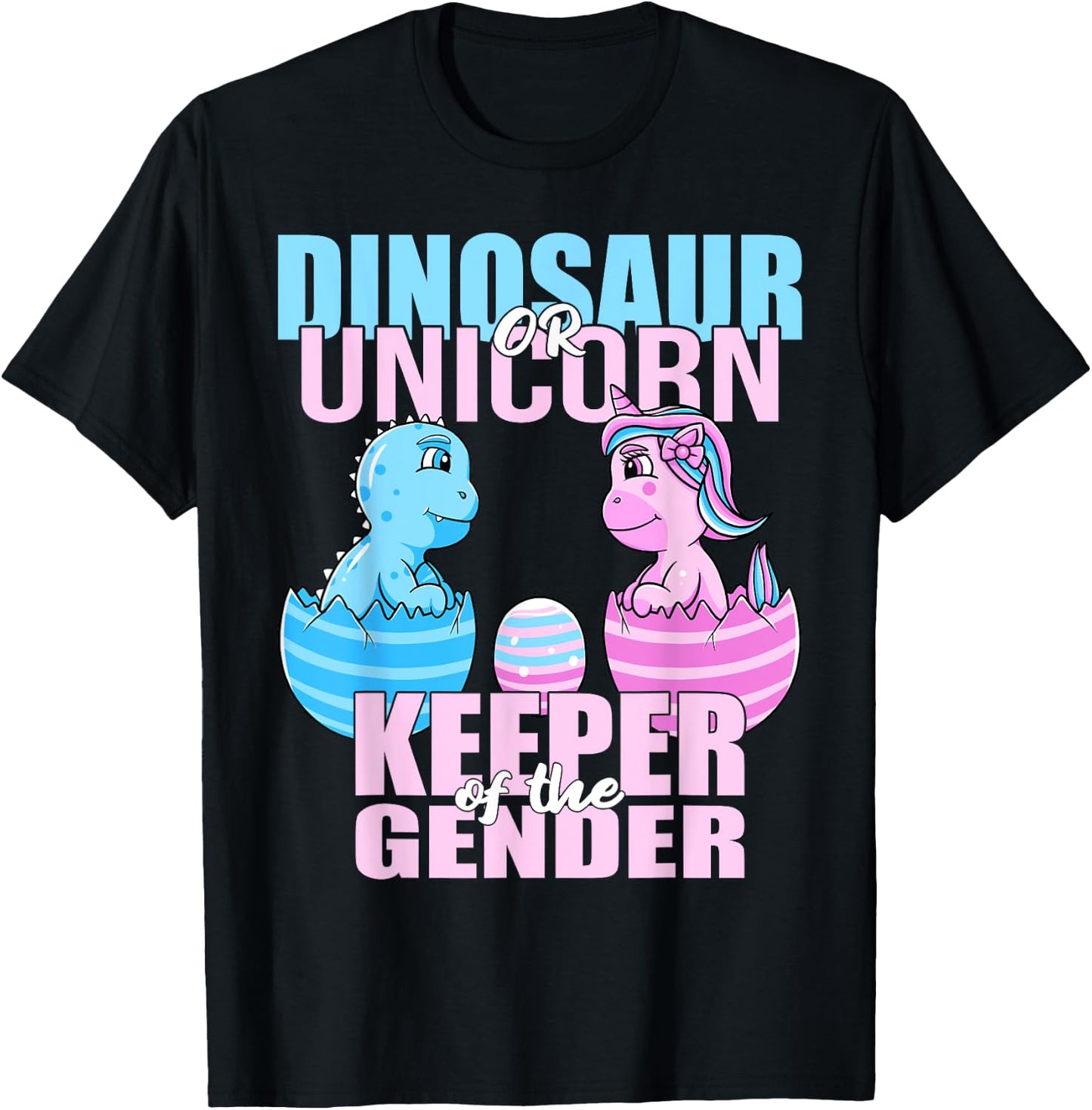 Dinosaur Or Unicorn Keeper of the Gender Reveal Party Women T-Shirt - T-Shirt | Black