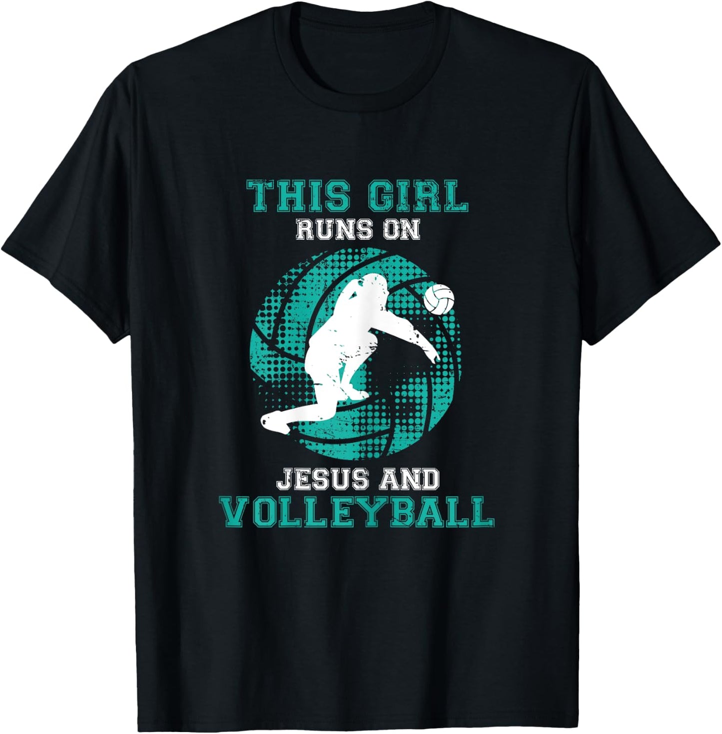 Cute Daughter Teen Girls Kids Her Jesus Christian Volleyball T-Shirt - T-Shirt | Black