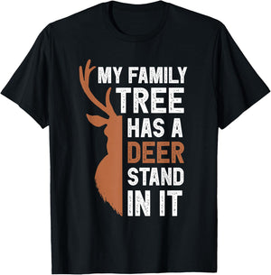 My Family Tree Has A Deer Stand In It Funny Hunting Colored T-Shirt - T-Shirt | Black