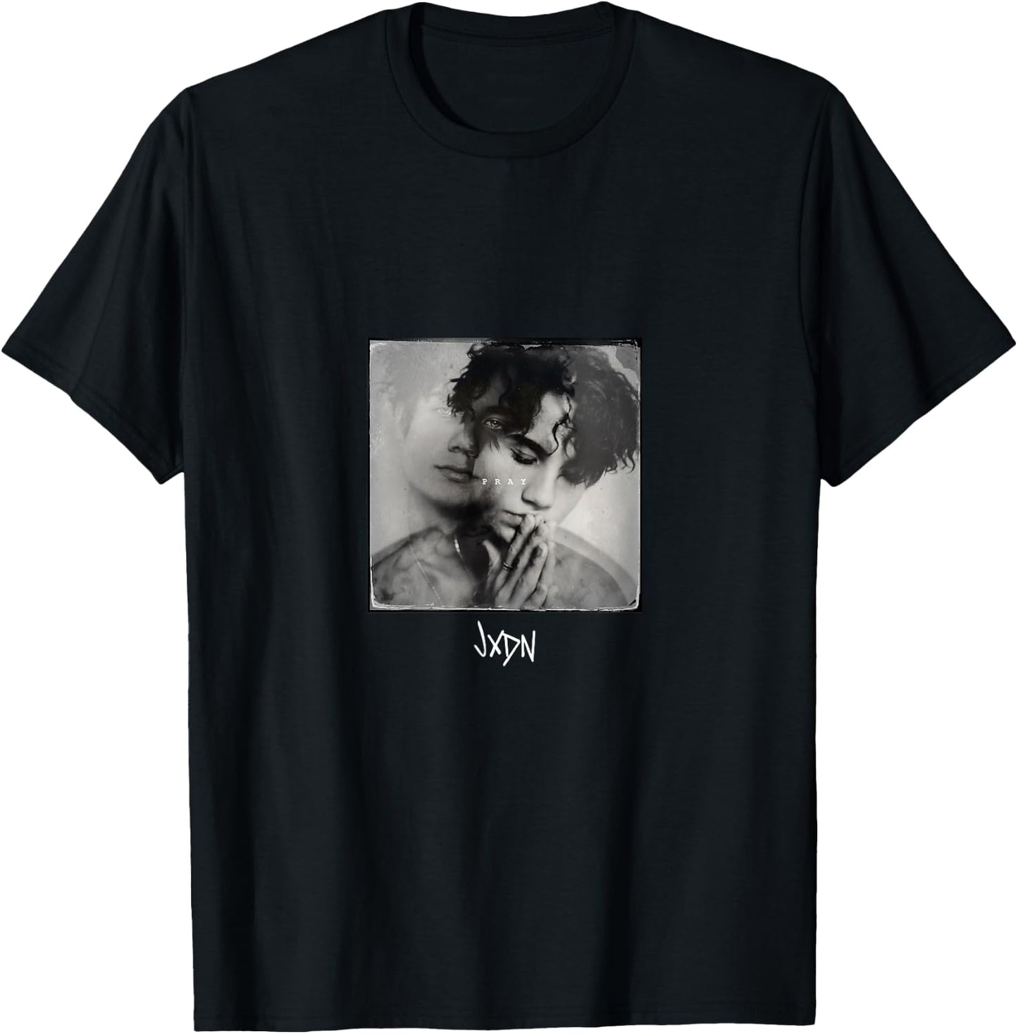 jxdn Men's Black Cotton , Small, Short Sleeve, , Classic Fit, Pray (Dark) Print T-Shirt - T-Shirt | Black