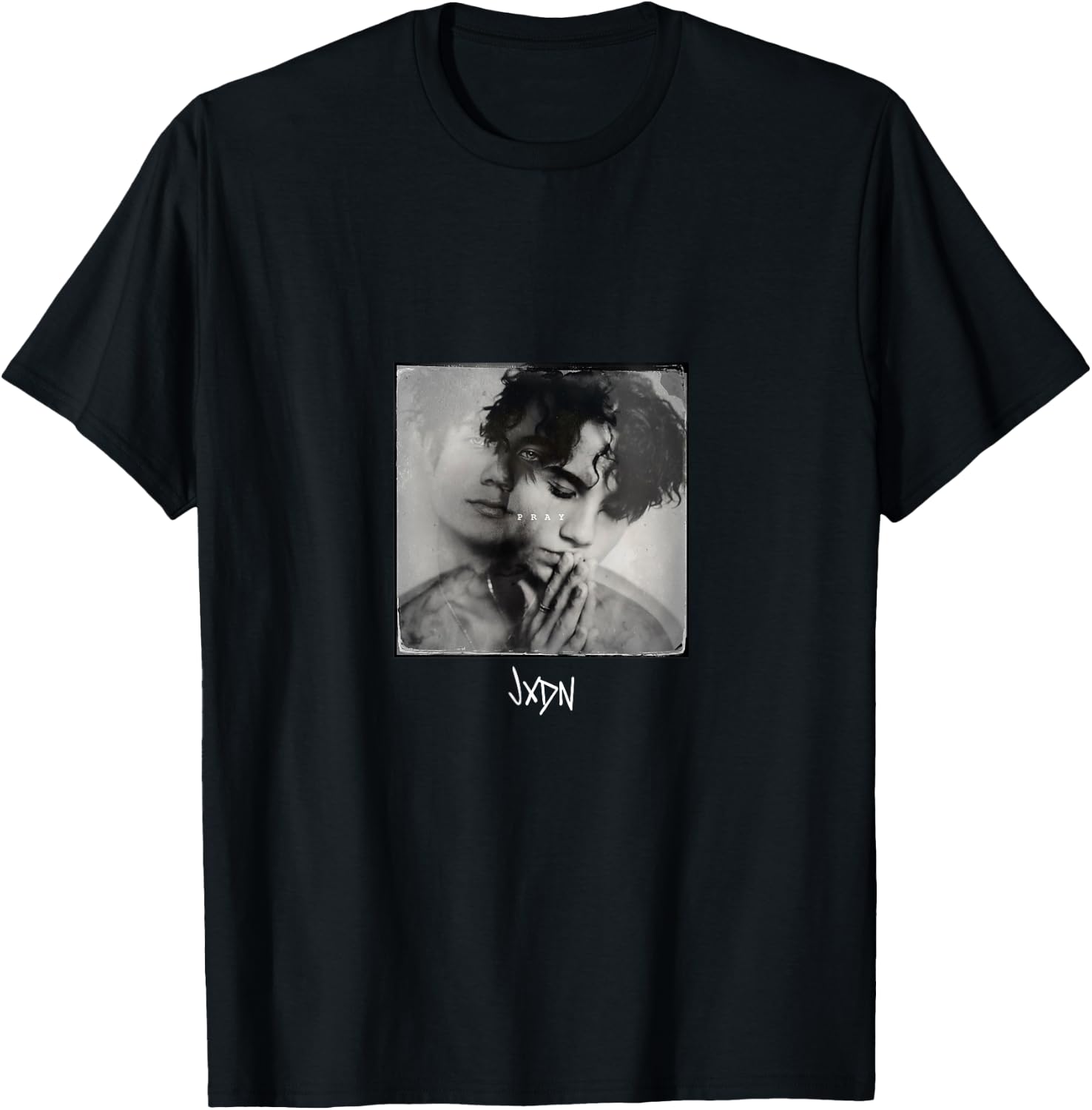 jxdn Men's Black Cotton , Small, Short Sleeve, , Classic Fit, Pray (Dark) Print T-Shirt - T-Shirt | Black