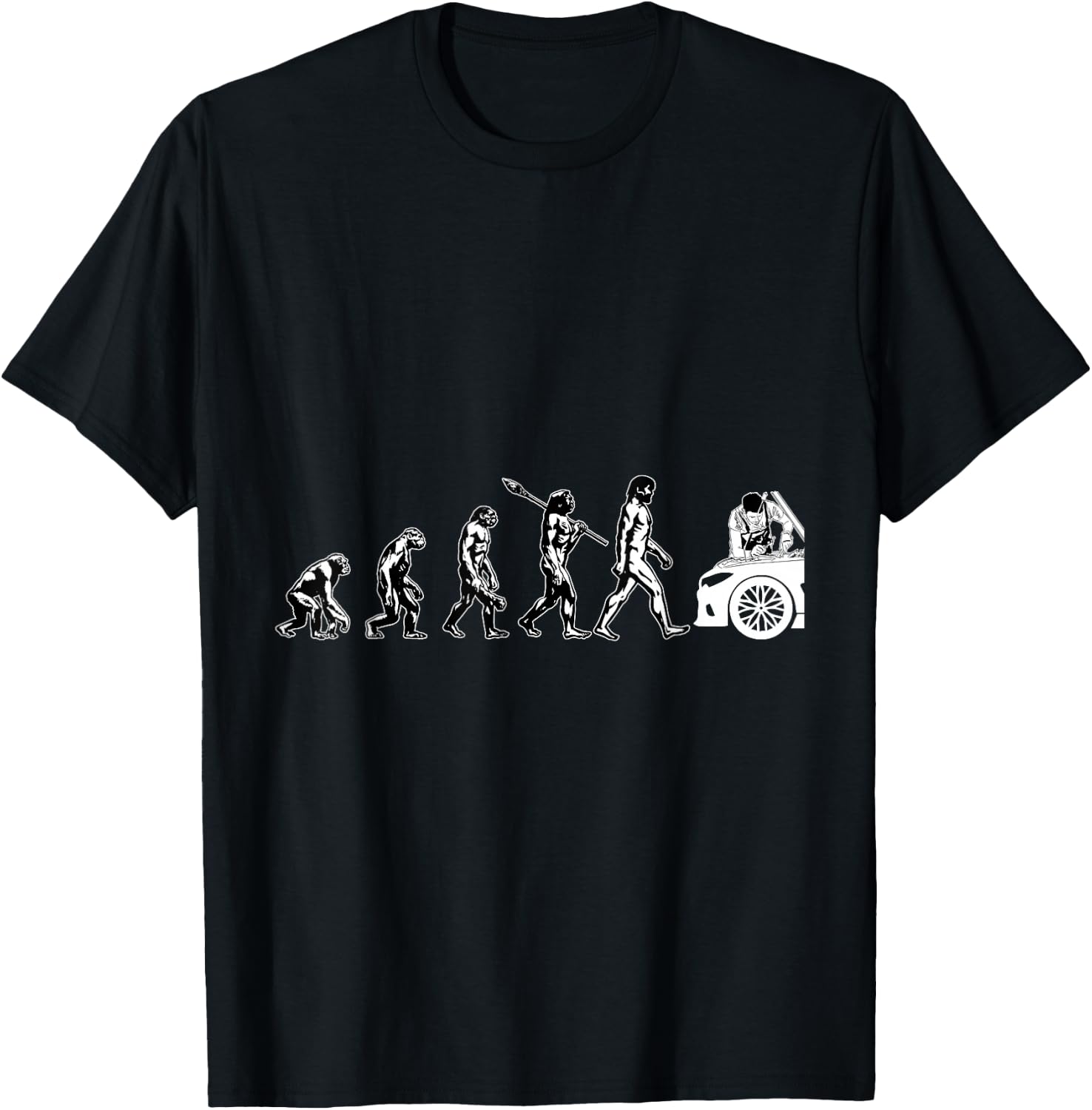 Funny car mechanic evolution car mechatronic T-Shirt - T-Shirt | Black