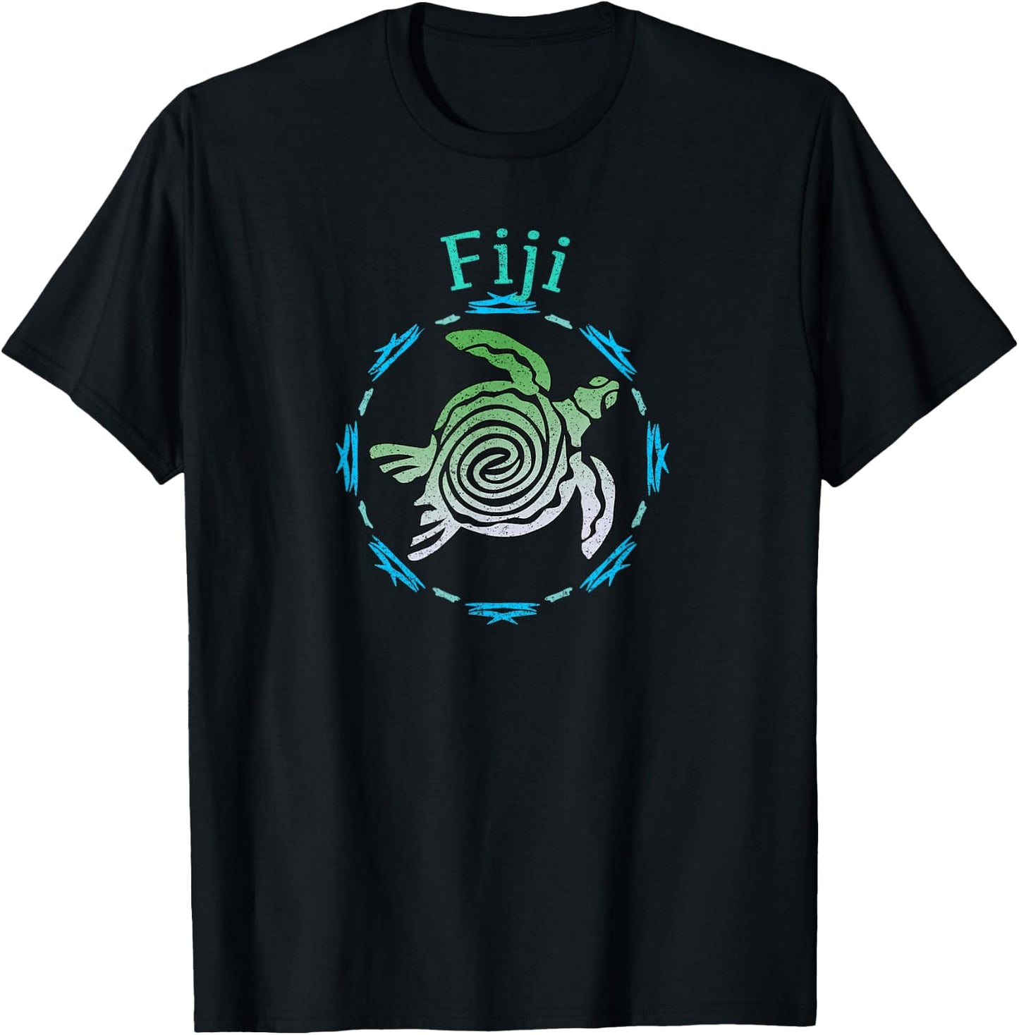 Fiji Vintage Tribal Turtle Gift T-Shirt - T-Shirt | Black