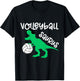 Kids Toddler Dinosaur Volleyball Saurus Boys Girls Dino Lover T-Shirt - T-Shirt | Black