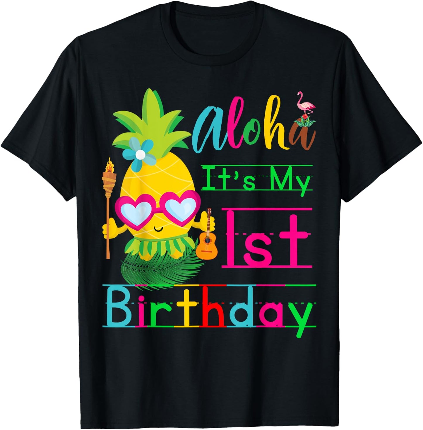 Aloha It's My First Birthday Hawaii One 1st Year Baby Girls T-Shirt - T-Shirt | Black