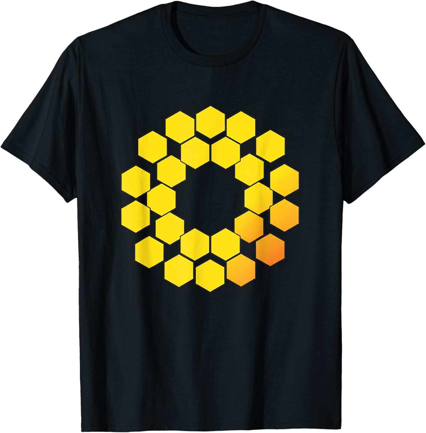 Honeycomb Hexagon Ring Stem Sci Fi Geometry Pattern Math Art T-Shirt - T-Shirt | Black