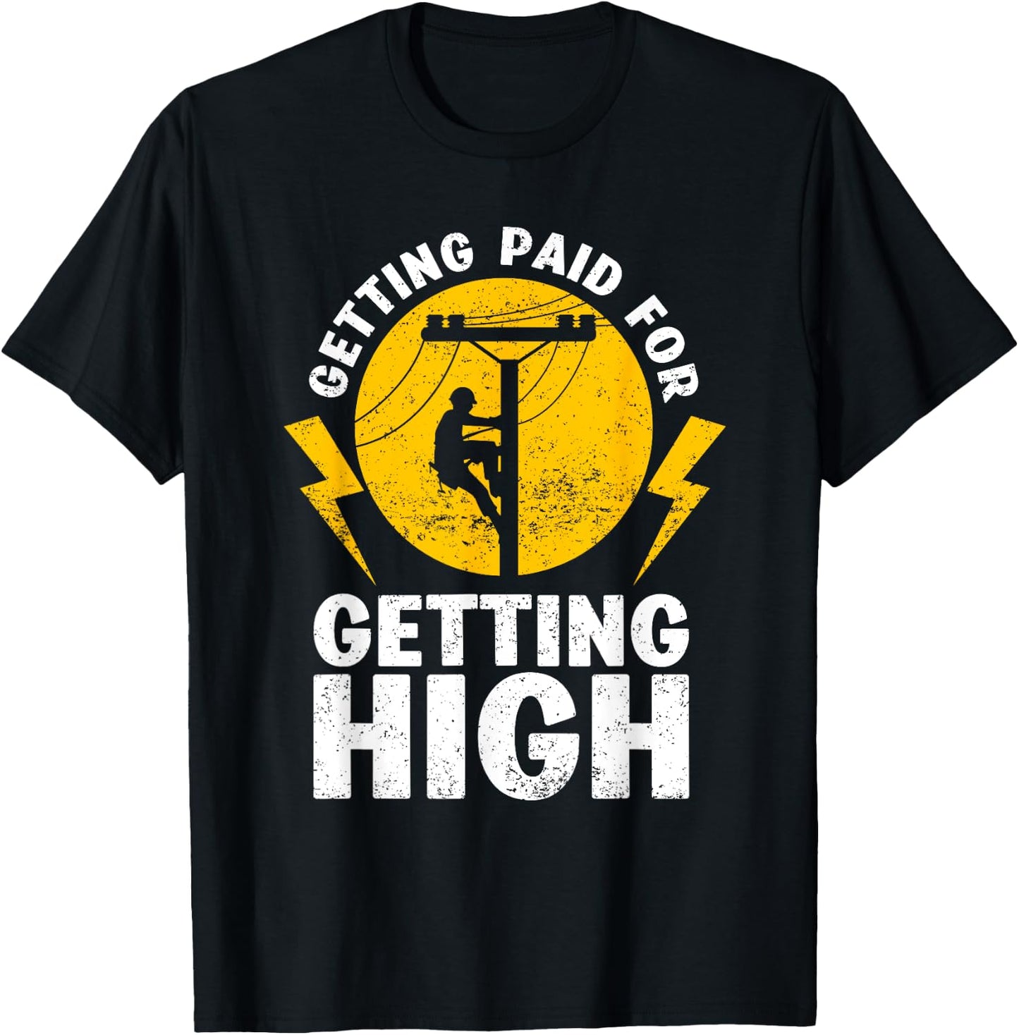 Funny Electrician Gift Electrical Power Lineman Men Boys T-Shirt - T-Shirt | Black