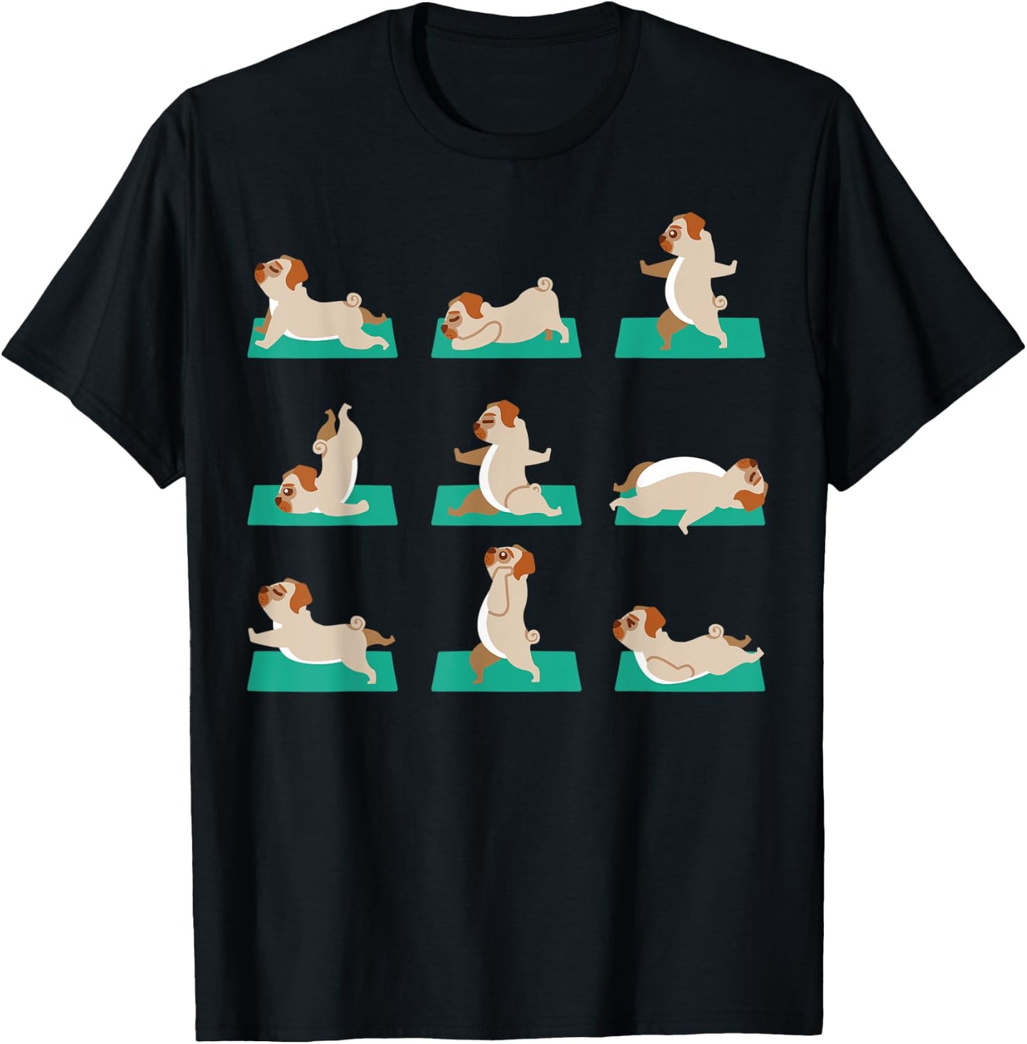 Pug Yoga Poses Meditation Workout Exercise Dog Mom Gift T-Shirt - T-Shirt | Black