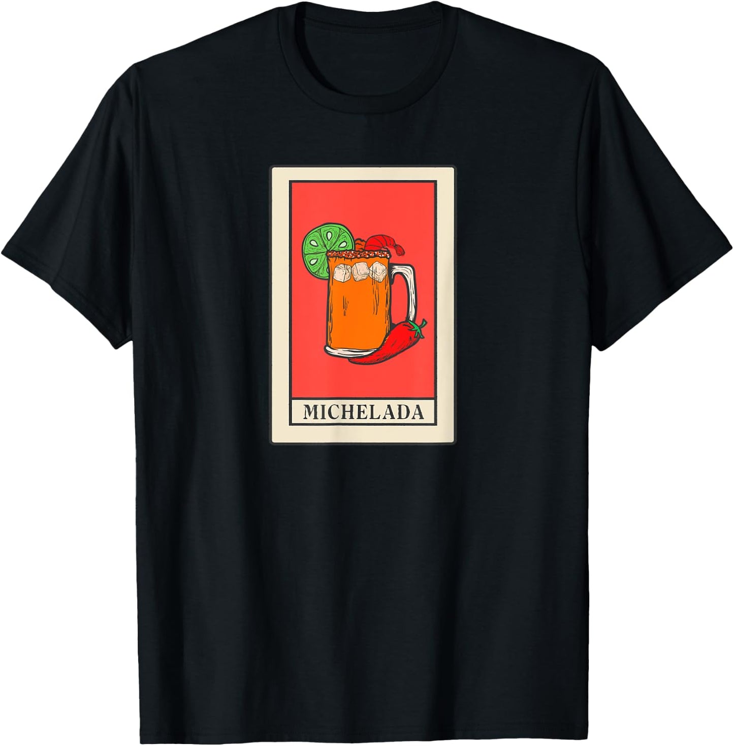 Michelada Tarot Card Style Art, Spicy Mexican Cocktail T-Shirt - T-Shirt | Black