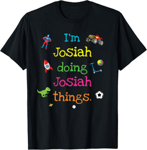 Josiah Cute Kid's Cartoon Gift Boys Personalized T-Shirt - T-Shirt | Black