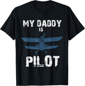 My Daddy is Pilot For Dad Pilot fathers day Pilot Gift T-Shirt - T-Shirt | Black