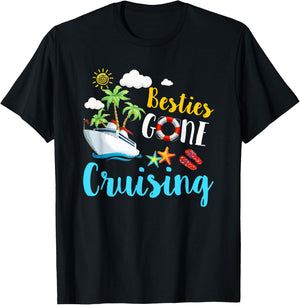 Besties Gone Cruise Matching Girls Trip Cruising Vacation T-Shirt - T-Shirt | Black