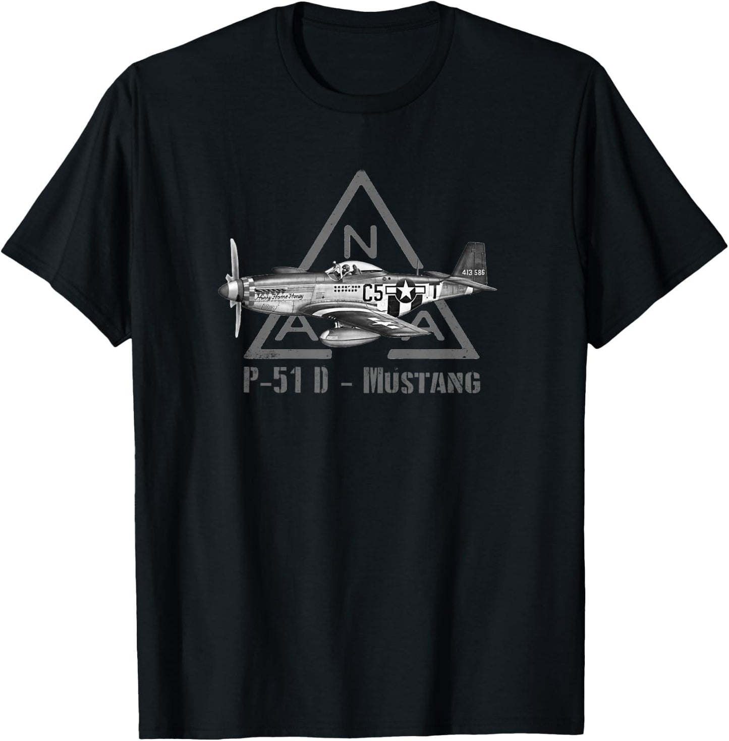 North American P-51 Mustang military fighter plane ww2 T-Shirt - T-Shirt | Black